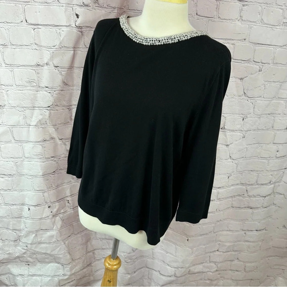 talbots petites beaded pearls crew neck sweater large holiday glam - Picture 1 of 8